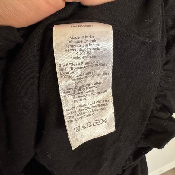 Madewell Sleeveless Crew Neck Bubble Top SZ L Jet Black Pullover Stretch Cotton - Picture 6 of 7